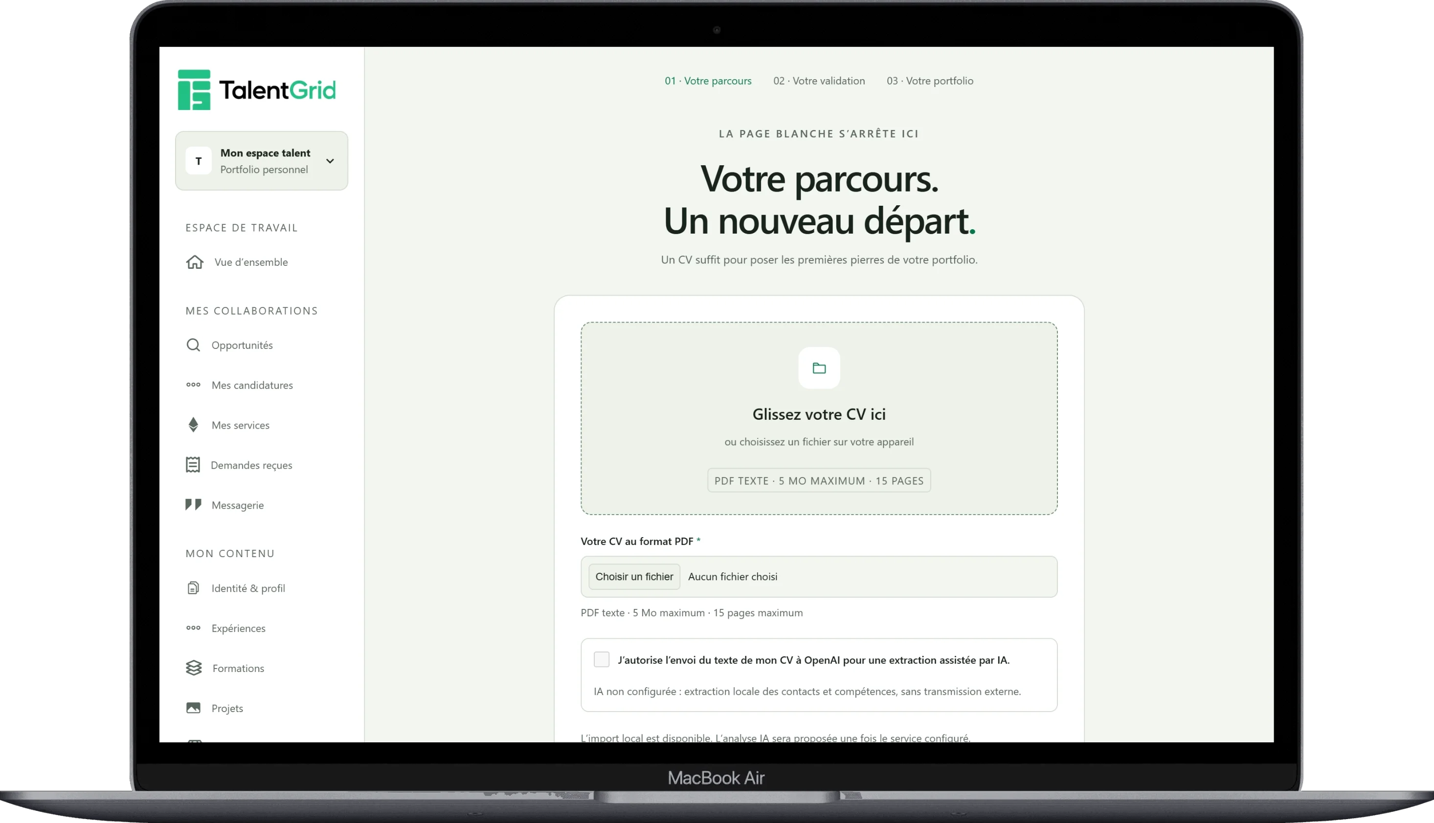 Portfolio TalentGrid généré par IA